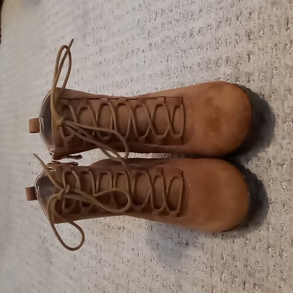 Tan Suede Booties with Laces - Picture 3 of 7
